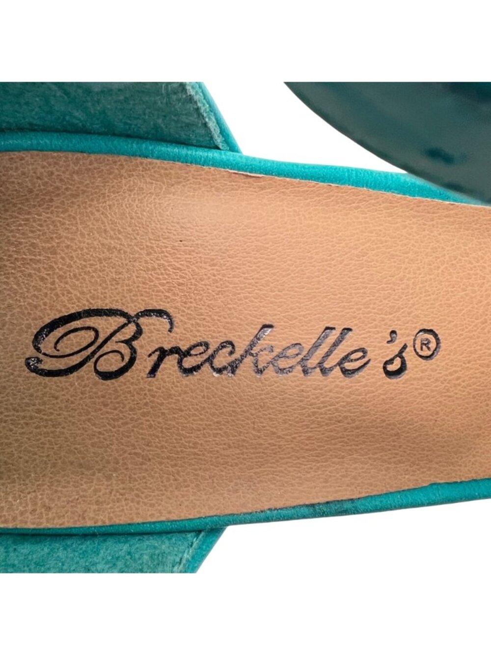 Breckelles Brina 21 Turquoise Platform Peep Toe Heels Womens Size 9 Buckle Strap - Picture 14 of 16